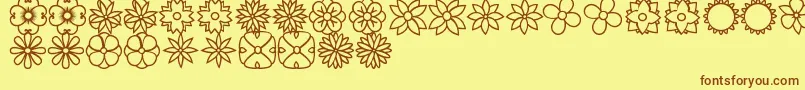 FlowersDotsBatsTfb Font – Brown Fonts on Yellow Background