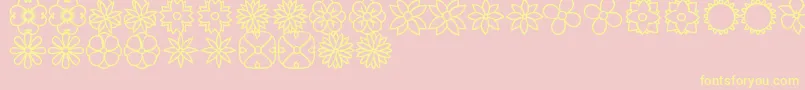 FlowersDotsBatsTfb-Schriftart – Gelbe Schriften auf rosa Hintergrund