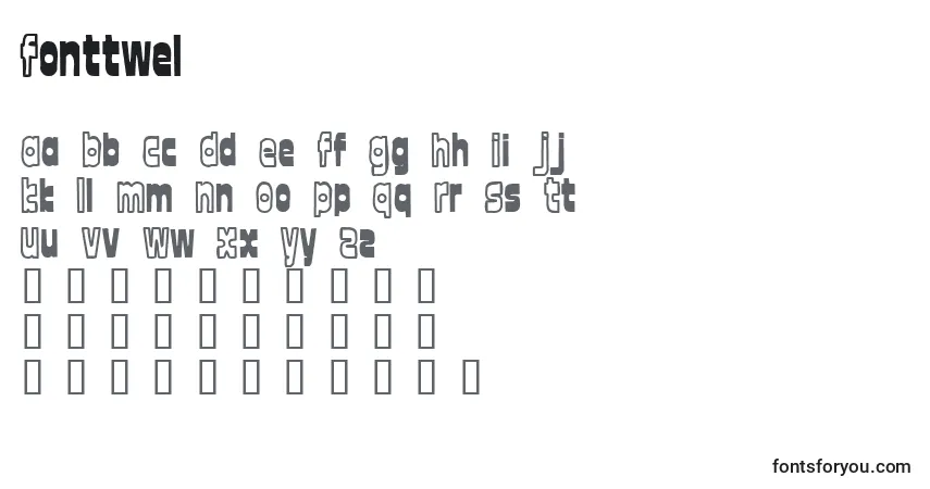 Czcionka Fonttwel – alfabet, cyfry, specjalne znaki