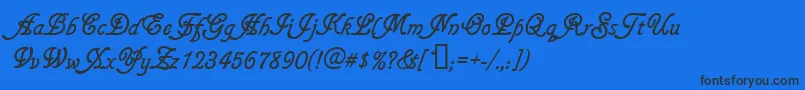 Gainsboroughsoft-Schriftart – Schwarze Schriften auf blauem Hintergrund