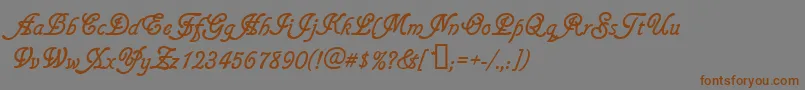 フォントGainsboroughsoft – 茶色の文字が灰色の背景にあります。