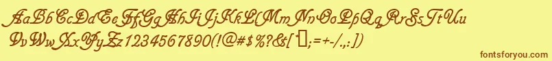 フォントGainsboroughsoft – 茶色の文字が黄色の背景にあります。