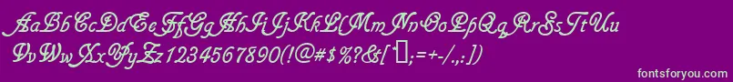 Gainsboroughsoft-fontti – vihreät fontit violetilla taustalla