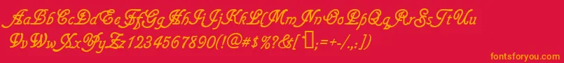 フォントGainsboroughsoft – 赤い背景にオレンジの文字