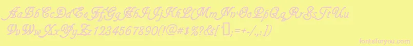 Gainsboroughsoft-Schriftart – Rosa Schriften auf gelbem Hintergrund