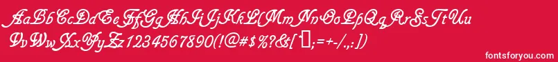 Gainsboroughsoft-Schriftart – Weiße Schriften auf rotem Hintergrund