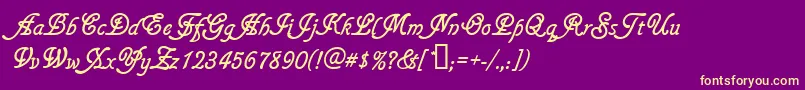 Gainsboroughsoft-Schriftart – Gelbe Schriften auf violettem Hintergrund