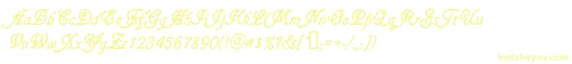 Gainsboroughsoft-Schriftart – Gelbe Schriften auf weißem Hintergrund
