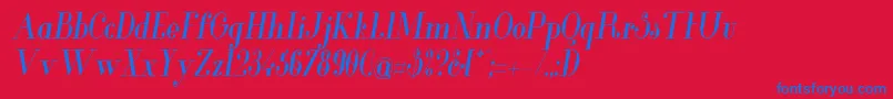 GlamorMediumcondenseditali Font – Blue Fonts on Red Background