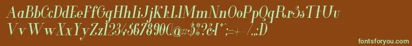 Шрифт GlamorMediumcondenseditali – зелёные шрифты на коричневом фоне