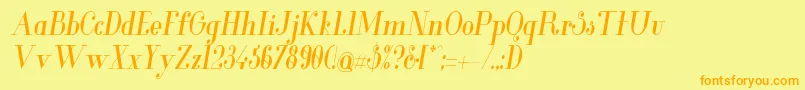 GlamorMediumcondenseditali Font – Orange Fonts on Yellow Background