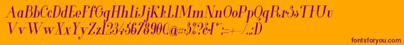 GlamorMediumcondenseditali Font – Purple Fonts on Orange Background