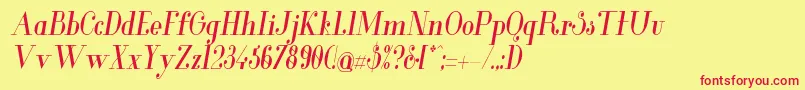 GlamorMediumcondenseditali Font – Red Fonts on Yellow Background