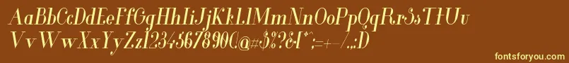 GlamorMediumcondenseditali-fontti – keltaiset fontit ruskealla taustalla