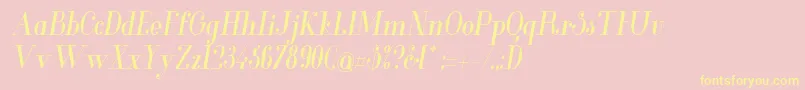 GlamorMediumcondenseditali-Schriftart – Gelbe Schriften auf rosa Hintergrund