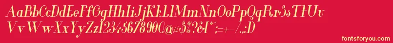 GlamorMediumcondenseditali Font – Yellow Fonts on Red Background