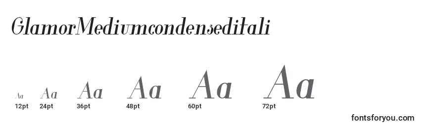 Размеры шрифта GlamorMediumcondenseditali (55360)