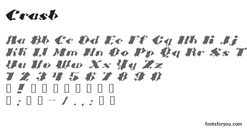 Czcionka Crasb – alfabet, cyfry, specjalne znaki