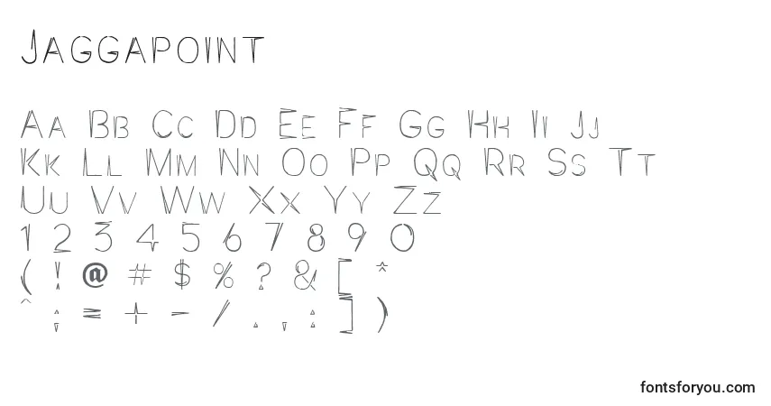 A fonte Jaggapoint – alfabeto, números, caracteres especiais