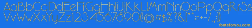 フォントWinsgateA – オレンジ色の文字が青い背景にあります。