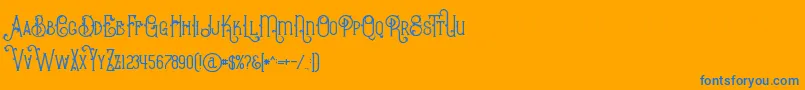 BurenoRegular-Schriftart – Blaue Schriften auf orangefarbenem Hintergrund