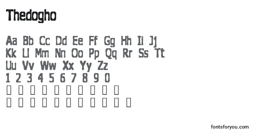 Schriftart Thedogho – Alphabet, Zahlen, spezielle Symbole