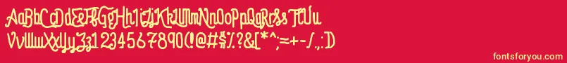 フォントAnastasia – 黄色の文字、赤い背景