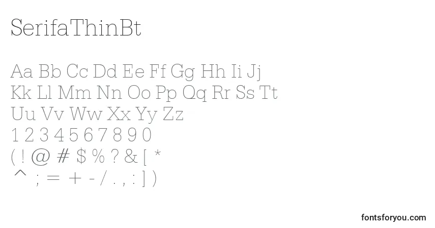 A fonte SerifaThinBt – alfabeto, números, caracteres especiais