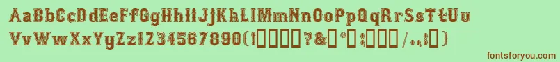 フォントBosoxFull – 緑の背景に茶色のフォント