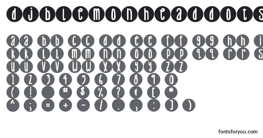 Шрифт DjbLemonHeadDots – алфавит, цифры, специальные символы
