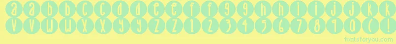 DjbLemonHeadDots-Schriftart – Grüne Schriften auf gelbem Hintergrund