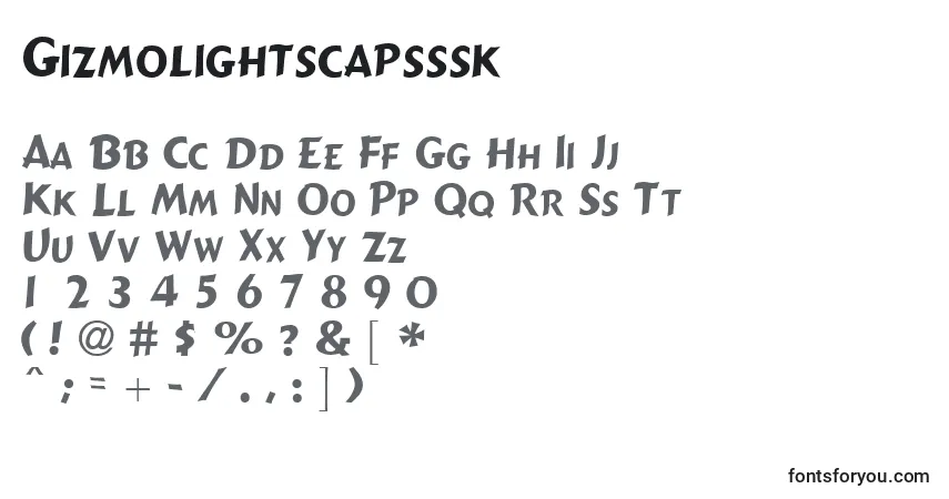 Schriftart Gizmolightscapsssk – Alphabet, Zahlen, spezielle Symbole