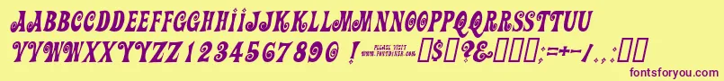 Czcionka Action Is Diagonal Jl Italic – fioletowe czcionki na żółtym tle