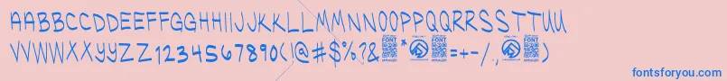 UglykidsThin Font – Blue Fonts on Pink Background