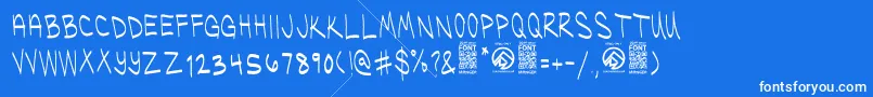 UglykidsThin-Schriftart – Weiße Schriften auf blauem Hintergrund