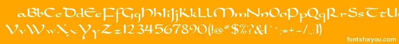 SamovarSsi-Schriftart – Weiße Schriften auf orangefarbenem Hintergrund