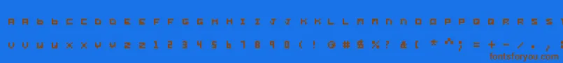 フォントYond – 茶色の文字が青い背景にあります。