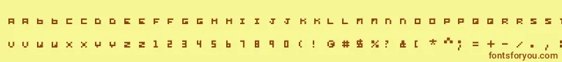 フォントYond – 茶色の文字が黄色の背景にあります。