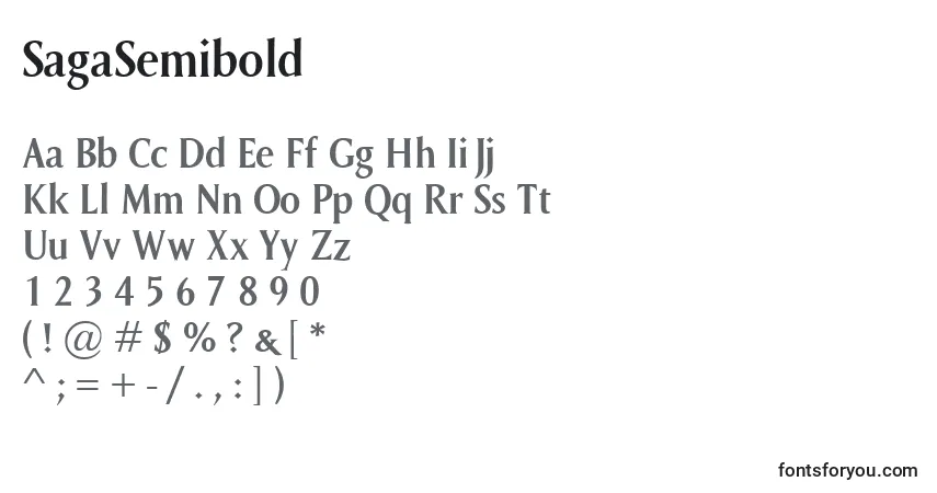 Fuente SagaSemibold - alfabeto, números, caracteres especiales