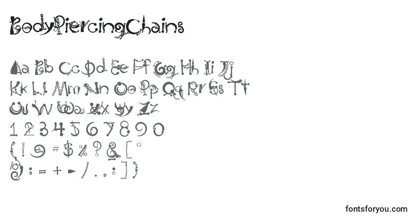Шрифт BodyPiercingChains – алфавит, цифры, специальные символы