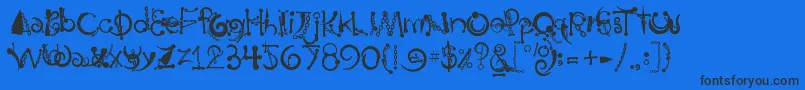 フォントBodyPiercingChains – 黒い文字の青い背景