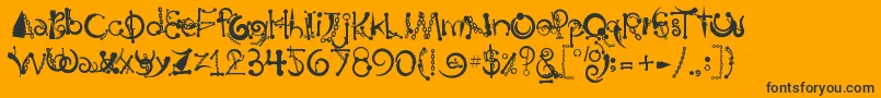 BodyPiercingChains-Schriftart – Schwarze Schriften auf orangefarbenem Hintergrund