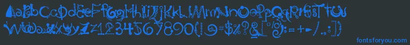 BodyPiercingChains-Schriftart – Blaue Schriften auf schwarzem Hintergrund