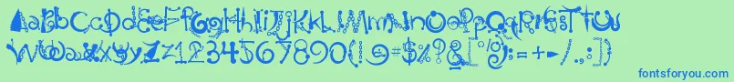 BodyPiercingChains Font – Blue Fonts on Green Background