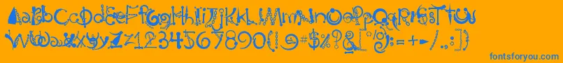 BodyPiercingChains-Schriftart – Blaue Schriften auf orangefarbenem Hintergrund