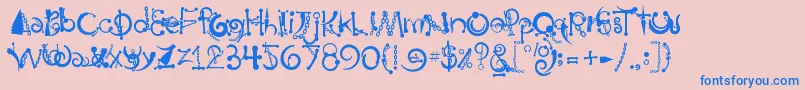 BodyPiercingChains-Schriftart – Blaue Schriften auf rosa Hintergrund