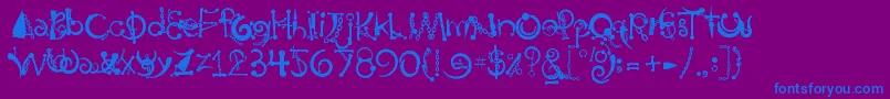 フォントBodyPiercingChains – 紫色の背景に青い文字