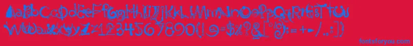 BodyPiercingChains-Schriftart – Blaue Schriften auf rotem Hintergrund