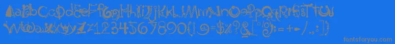 BodyPiercingChains-Schriftart – Graue Schriften auf blauem Hintergrund