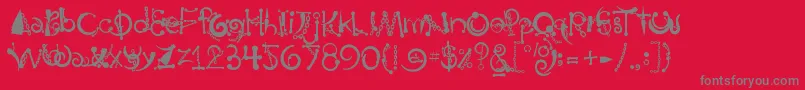 BodyPiercingChains-fontti – harmaat kirjasimet punaisella taustalla